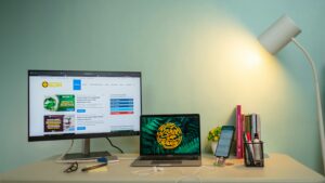 Best home office monitor displaying work on a clean modern desk setup in 2026